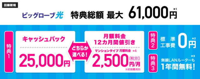 ビッグローブ光キャッシュバック